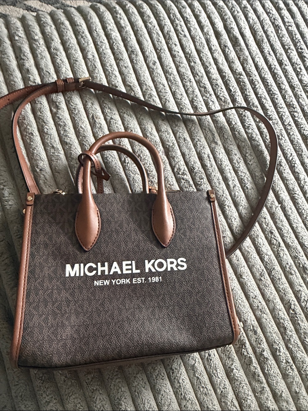 Michael Kors Chocolate Brown Logo Satchel with Crossbody Strap